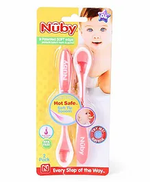 Nuby Hot Safe Spoons Pink And White - Pack Of 2 