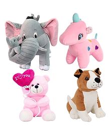 Deals India Super Soft Plush Soft Toys Pack of 4 Multicolour - Height 35 cm