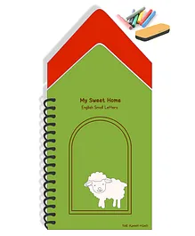 The Funny Mind Hut Shaped Wooden Reusable and Traced English Small Letters or Alphabets Writing Practice Chalk Book For Kids & Pre Learners - English