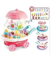 SANISHTH Ice Cream Toy Cart Play Set with Music & Light 30 Pieces - Multicolor
