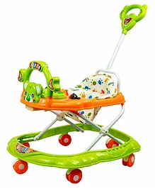 Awesome Play Activity Musical Walker with Adjustable Height and Toy Bar - Green Orange