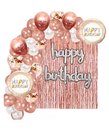 Party Anthem Rose Gold Happy Birthday DIY Foil And Latex Balloons Garland Arch Kit - Pack Of 215