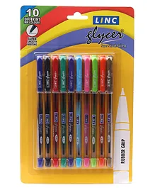 LINC Glycer 0.6 mm Ball Pen Pack of 10 - Multicolor Ink