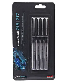 Uni-Ball QWiK Refill Roller Pens Pack of 4 - Black Ink