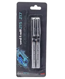 uni-ball QWiK Refill UB 215 Micro Roller Pen Blister Pack of 2 - Black