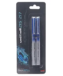 uni-ball QWiK Refill UB 217 Micro Roller Pen Blister Pack of 2 - Blue