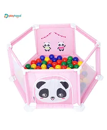 Playing Panda Ball Pool & Safety Fence With 100 Balls - Pink