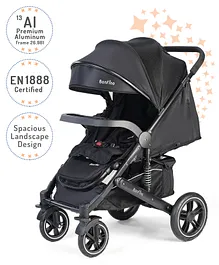 Bonfino Triton Baby Stroller with Adjustable Canopy and Recliner - Black