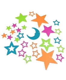 FunBlast Glow in The Dark Moon and Star Shaped Stickers Pack of 26 - Multicolor