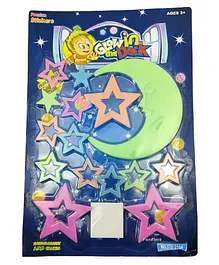 FunBlast Glow in The Dark Moon and Star Shaped Stickers Pack of 15 - Multicolor