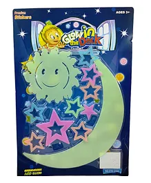 FunBlast Glow in The Dark Moon and Star Shaped Stickers Pack of 11 - Multicolor
