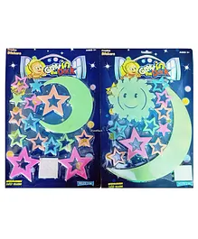 FunBlast Glow in The Dark Moon and Star Shaped Stickers Pack of 26 - Multicolor