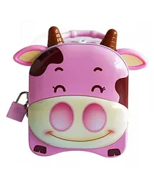 FunBlast Cow Design Piggy Bank With Lock & Key - Pink 
