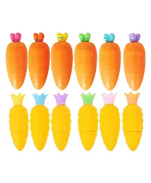 FunBlast Carrot & Pineapple Shape Highlighter Marker Pen Pack of 12 - Multicolour