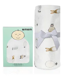 Dotmom Bamboo Swaddle Rabbit Print - White