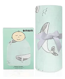 Dotmom Bamboo Swaddle Whale Print - Blue
