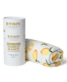 DOTMOM Reversible Bamboo 6 Layer Blanket Orange Print - Yellow