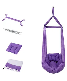 Be 1st 100 % Cotton Infant Baby Swing Cradle With Mosquito Net  - Purple 