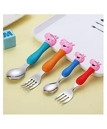 FFC Stainless Steel Cutlery Set Peppa Pig Themed Pack of 4 - Multicolour