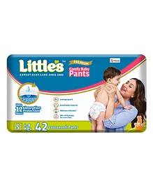 Little's Comfy Baby Pants Diapers Small Size with Wetness Indicator and 12 hours Absorption - 42 Pieces