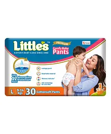 Little's Comfy Baby Pants Diapers Large Size with Wetness Indicator and 12 hours Absorption - 30 Pieces