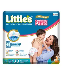 Little's Comfy Baby Pants Diapers Double Extra Large with Wetness Indicator and 12 hours Absorption, XXL  - 22 Pieces