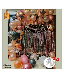 Balloon Junction Birthday Banner And Curtains Party Decoration Rose Gold - Pack of 56