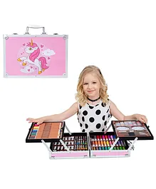Syga Pro Artists Drawing Sketching and Colouring Set 145 Pieces - Pink