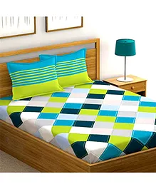 Jaipur Gate Cotton 144 TC Chokdi Ahmedabad Print Double Bedsheet with 2 Pillow Covers - Green