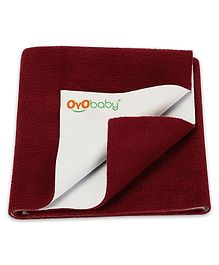 OYO BABY Anti-Piling Fleece Extra Absorbent Instant Dry Sheet, Baby Bed Protector, Waterproof Sheet, Small (70cm x 50cm), Maroon