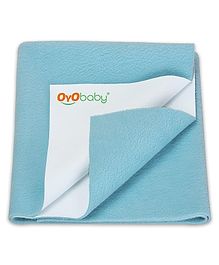 OYO BABY Anti-Piling Fleece Extra Absorbent Instant Dry Sheet, Baby Bed Protector, Waterproof Sheet, Small (70cm x 50cm), Sea Blue
