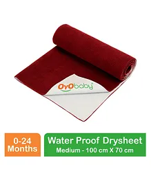 OYO BABY Waterproof Cotton Bed Protector Sheets Medium - Maroon