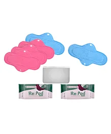 RePad Reusable Sanitary Organic Pads For Moderate & Heavy Flow With Sanitary Pad Pouch - 5 Pads