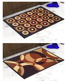 Athom Living Premium Anti Skid Doormat Pack of 2 - Brown & Maroon