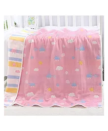 Koochie Koo Cloud Designed 6 Layers Organic Cotton Muslin Blanket - Pink