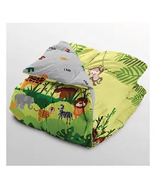 Polka Tots Kids Comforter Baby Blanket and Reversible Quilt 2 Way Design Jungle - 60x 40 inch
