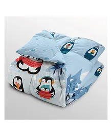 Polka Tots Kids Comforter Baby Blanket and Reversible Quilt 2 Way Design Penguin - 60x 40inch