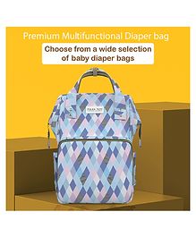 POLKA TOTS Diaper Bag Large Capacity Multifunctional Travel Backpack with 17 Pockets for Moms & Dads - Checks