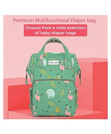 POLKA TOTS Diaper Bag Large Capacity Multifunctional Travel Backpack with 17 Pockets for Moms & Dads - Flamingo