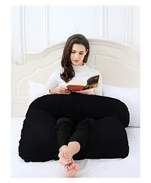 Fun Homes Cotton Ultra Soft Hollow Fibre L Shaped Maternity Pillow - Black