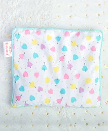 Enfance Nursery Cotton Rai Pillow With Cover Heart Print - Blue