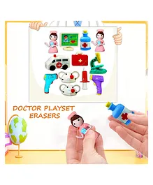 FunBlast Doctor Playset Erasers Pack of 12 - Multicolour