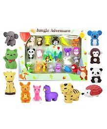 FunBlast Jungle Animal Erasers Pack of 17 - Multicolour