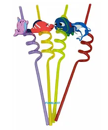 FunBlast Reusable Spiral Straw Pack of 4 - Color May Vary