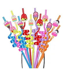 FunBlast Reusable Spiral Straw Pack of 4 - Color May Vary