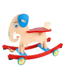 FunBlast Rocking Elephant Wooden Baby Rider - Multicolour