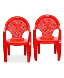 AVRO Furniture Glossy Baby Plastic Chair for Kids, Pack of 2 - Red