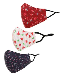 Tossido 3-Ply 100% Cotton Adjustable Printed Masks Multicolour - Pack of 3