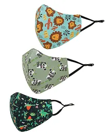 Tossido 100% Pure Cotton 3 Ply Animal Print Cloth Masks Multicolour - Pack of 3