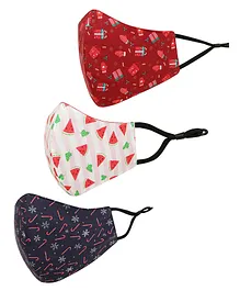 Tossido 100% Cotton 3 Ply Printed Cloth Masks Multicolor - Pack of 3